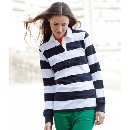 Front Row Ladies Striped Rugby Shirt
