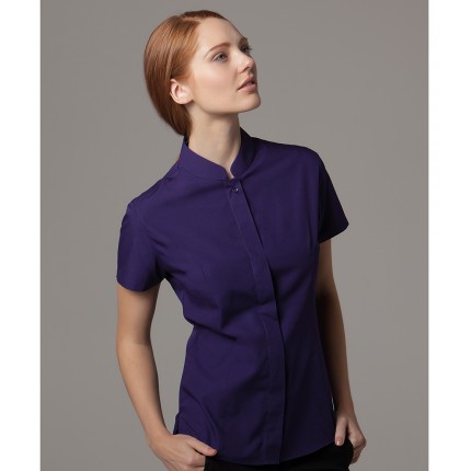 Kustom Kit Ladies Short Sleeve Mandarin Collar Shirt 